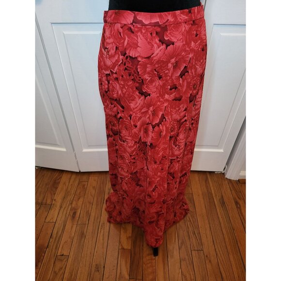 Episode Dresses & Skirts - Vintage Y2K Silk Red Floral Maxi Skirt Episode 10 Festive Whimsygoth Fairy Glam